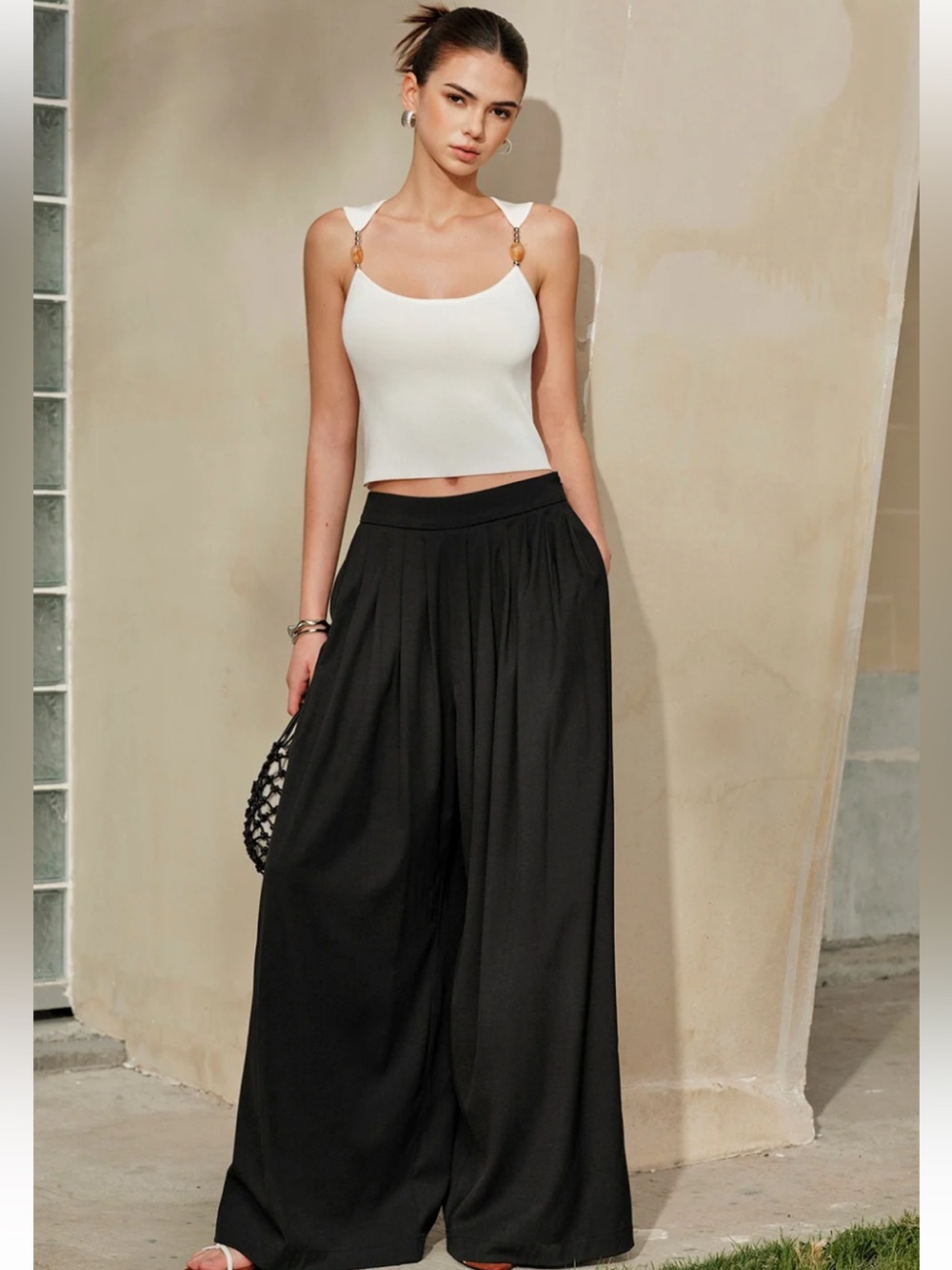 Commense Delicate-Strap Crop Knit Top in olive green NWT - Picture 3 of 4